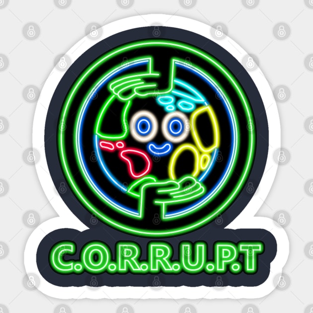 CORRUPT Logo Neon Sign from The Amazing World of Gumball Top Left Sticker by gkillerb